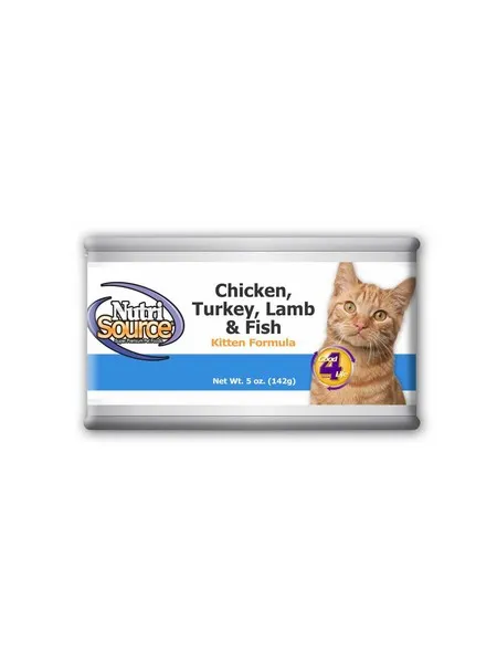 12/5 oz. Nutrisource Chicken, Turkey, Lamb & Fish Kitten Canned - Dog/Cat Supplements